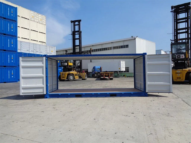 20 Fuß langer, doppeltüriger, seitlich offener Seecontainer
